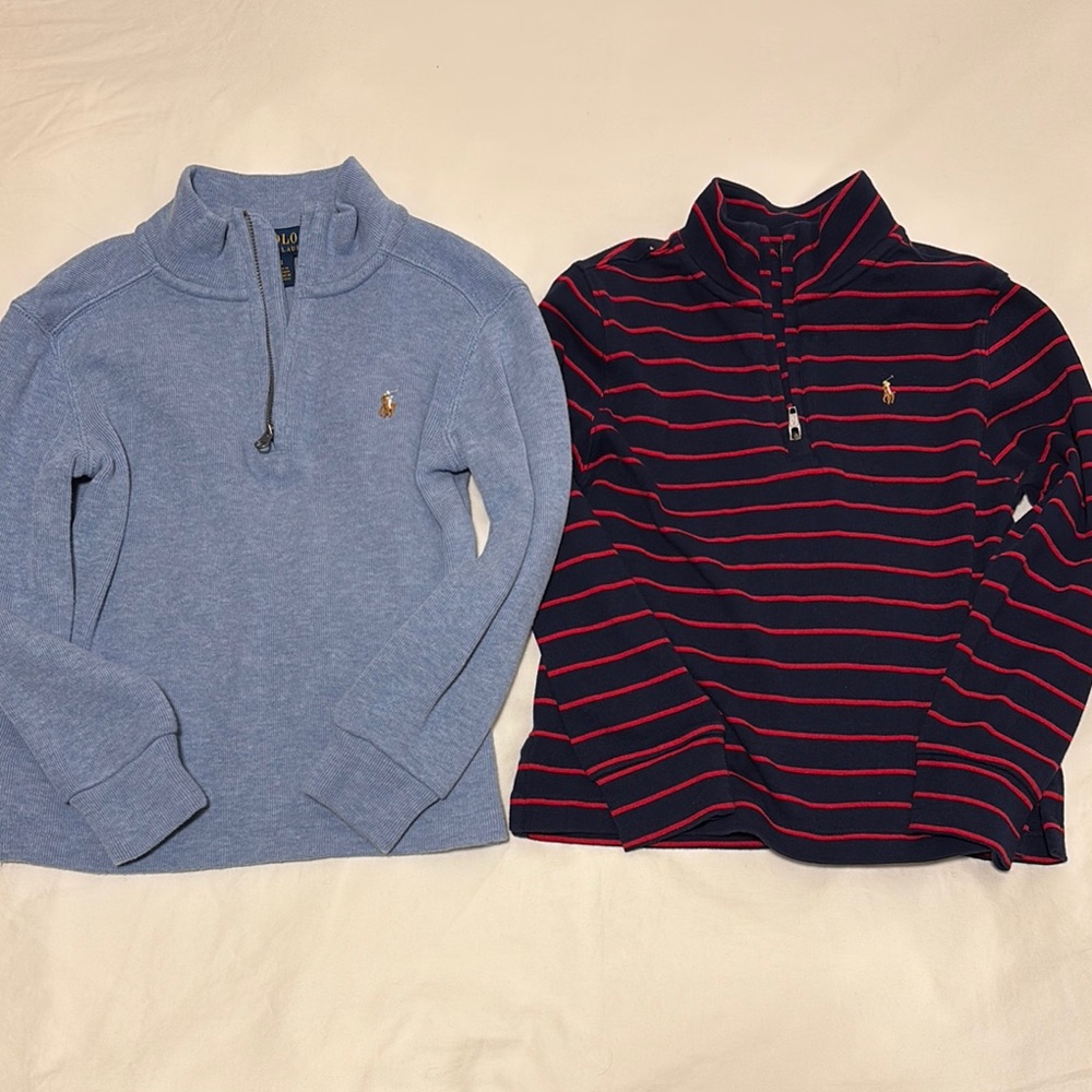 Polo by Ralph Lauren Blue and Navy with Red Stripes Zip Up Sweaters